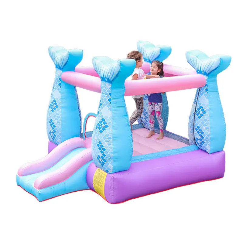 Inflatable Mermaid Bouncy Castle Climbing Bounce House Small with Slide Jumper Game for Kids Backyard Party Air Blower | Игрушки и хобби