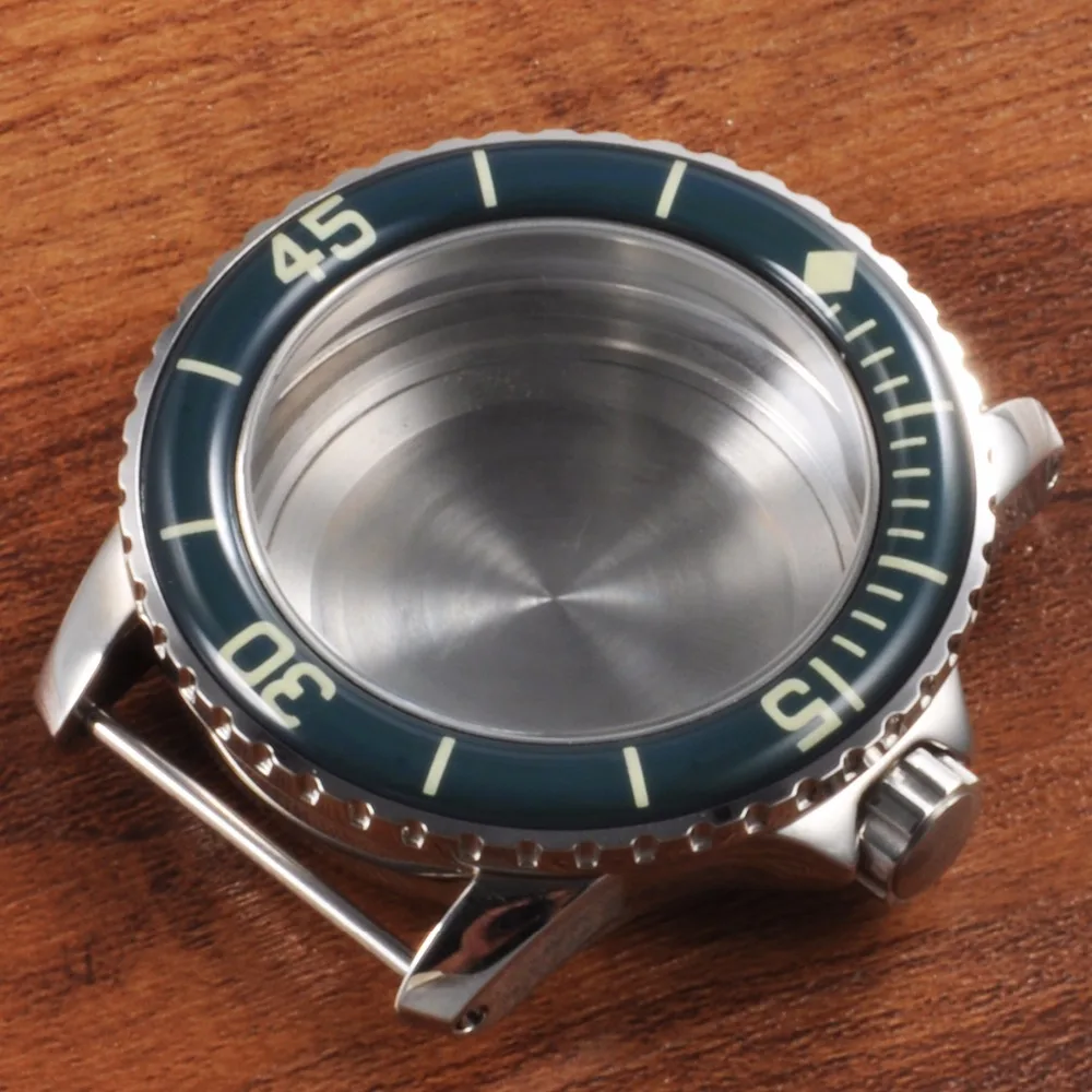 

45mm Corgeut Sapphire glass watch housing WATCH CASE with bezel fit ETA2836, miyota 8215,8205 automatic movement