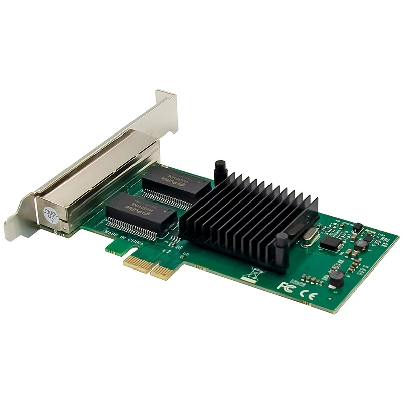 PCIe X1 Network Card 4 Port Gigabit Ethernet Electrical RJ45 LAN Card 1000M PCIe Adapter Card I350AM4 Chip for Desktop