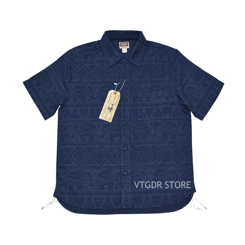 

Cotton BOB DONG Flax Elephant PAT Summer Retro Lightweight Short Sleeve Shirts