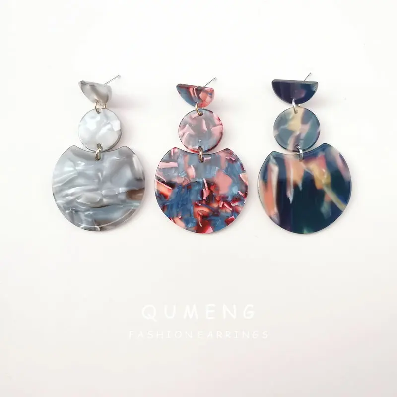

QUMENG Earrings Jewelry for women Acrylic Acetic Bohemian 2020 korean Long Dangle drop earrings New Fashion Jewelry Luxury