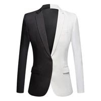 korean version fashion contrast color stitching youth daily blazer retro single breasted casual plus size mens blazer