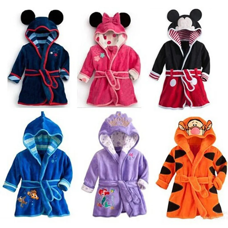 

Children's bathrobe boy/girl soft velvet robe pajamas coral kids clothes