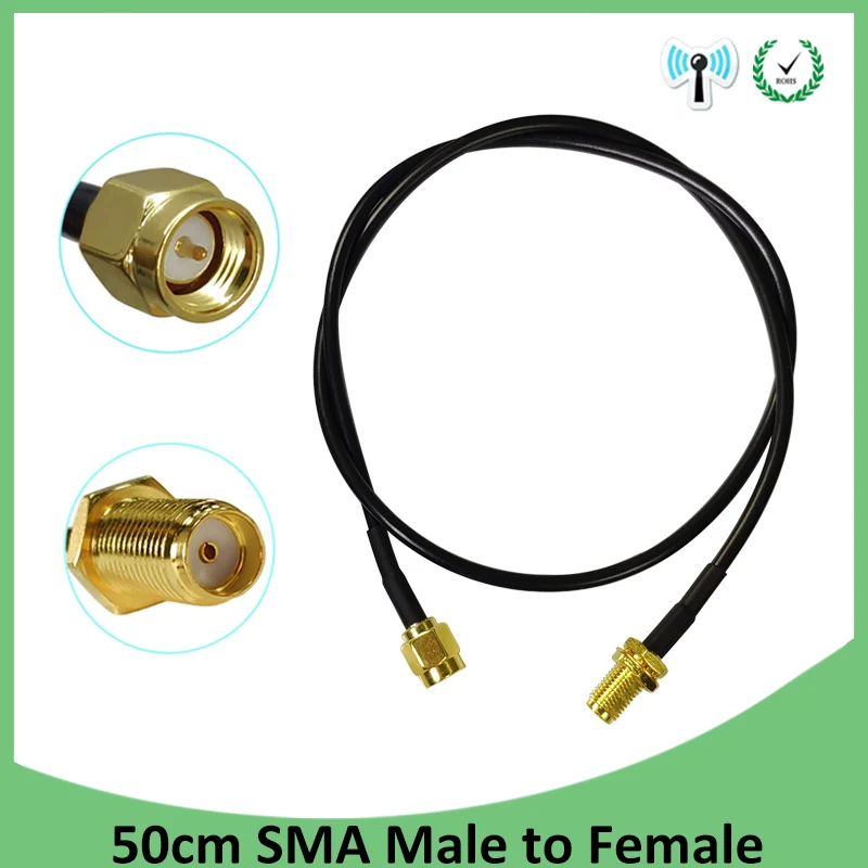 

50cm 2P 5P SMA Male to Female 2.4 Antenna Wifi Connector Connector Pigtail Extension Cable RG174 customizable connector