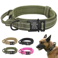 military tactical pet dog collar personalized custom nylon reflective small medium large dog collars engraved id name adjustable