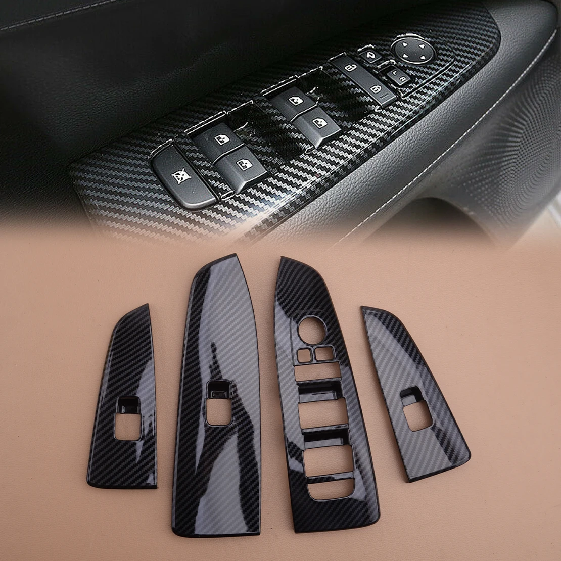 

4 шт./компл. ABS крышка автомобильной внутренней двери и окна, подъемная панель, отделка, декор, подходит только для Kia Forte K3 2019 2020, только левый р...