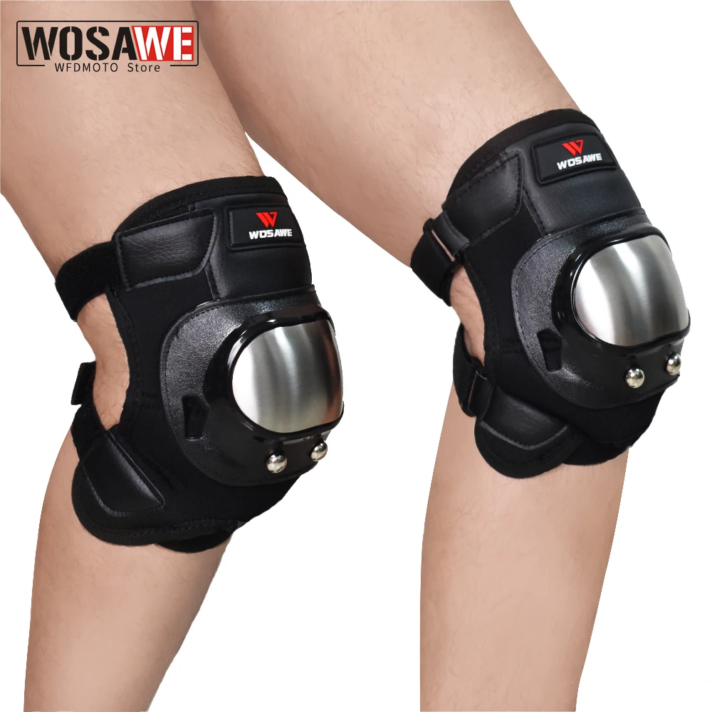 WOSAWE Motorcycle Stainless Steel Knee Pads Elbow Pad Set Motocross Off-road Racing Anti-Fall Protective Gear Body Guard |