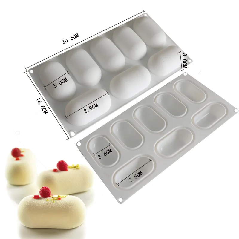 

8 Oval Pillow Shape Mousse Cake Mold Baking DIY cake fondant silicone mold West Point Baking Tools