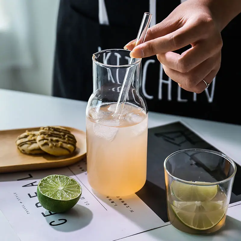 Mini Glass Water Bottle Heat-Resistant Juice Container Beverage Jugs Flower Tea Pot Milk Cups Home Supplier Bar Drinkware | Дом и сад