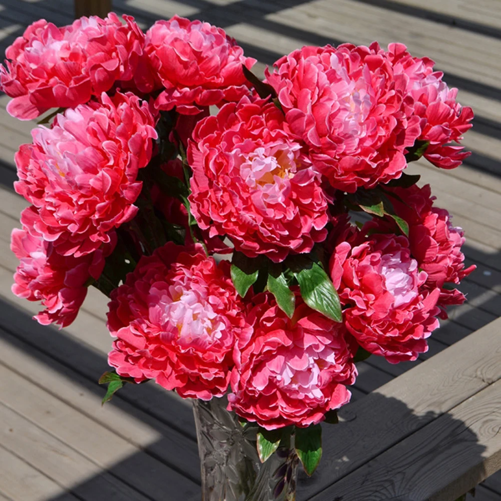 

False Peony Artificial Flowers Bouquet 8 Flower Head Wedding Garden Home Decor PP Fabric Decorative Fake Flower 2021 New Hot