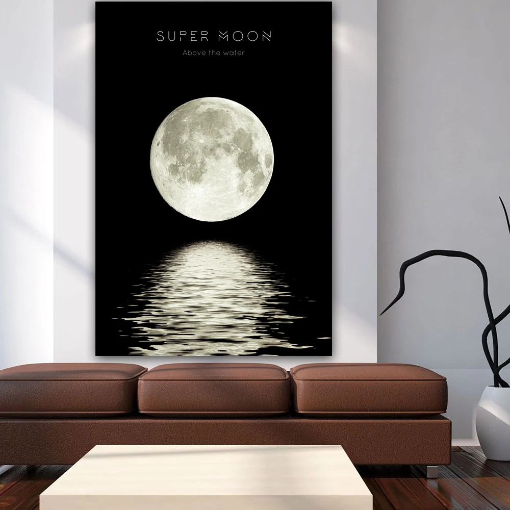 Настенная картина большого размера Eclipse of The Moon минималистичный постер на холсте