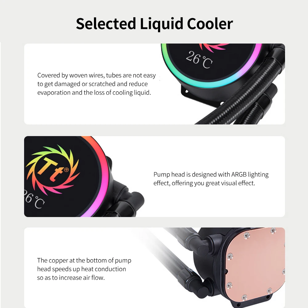 Охладитель жидкости для ЦП Thermaltake 240 и 360 ARGB AIO PWM вентиляторы синхронизация эффект
