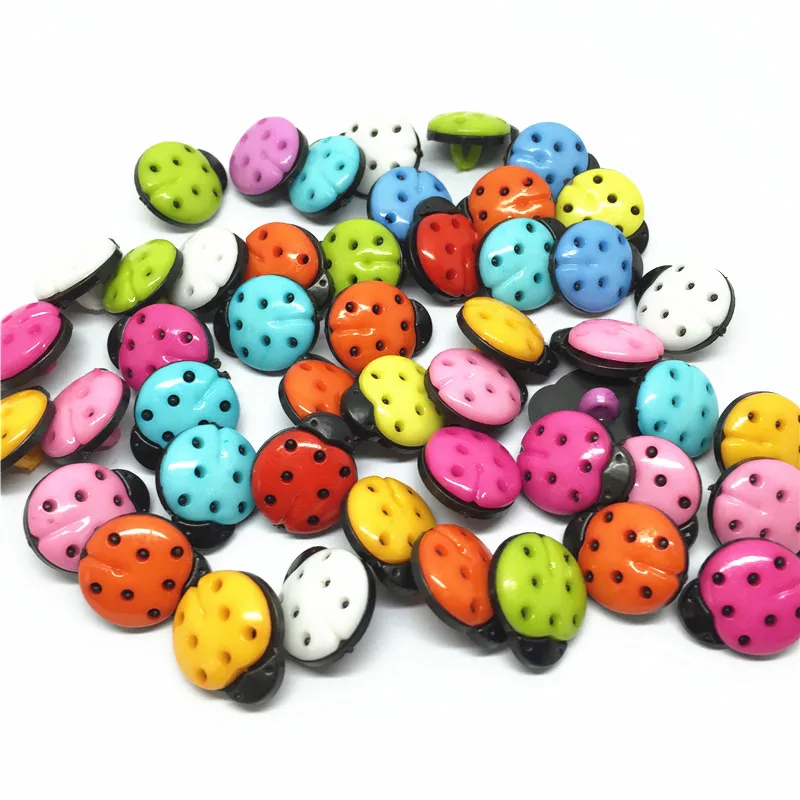 

100pcs Mixed Color Ladybugs Ladybirds Buttons Plastic Shank Button Sewing Notions Accessories DIY Crafts Appliques