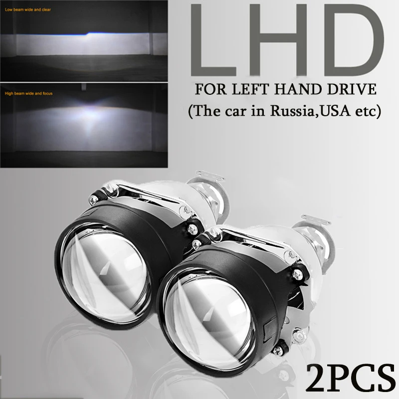 2x Left Hand Driver DERI 2,5 дюймов HID Bi-xenon LHD дальний и ближний свет мини H1 объектив проектора фары линзы H4 H7 автомобильные фары модифицированный стиль - Color: 2x Left Hand Driver
