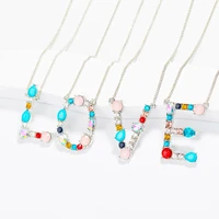 fashion silver letter necklace pendants crystal statement necklace accessories for women body jewelry