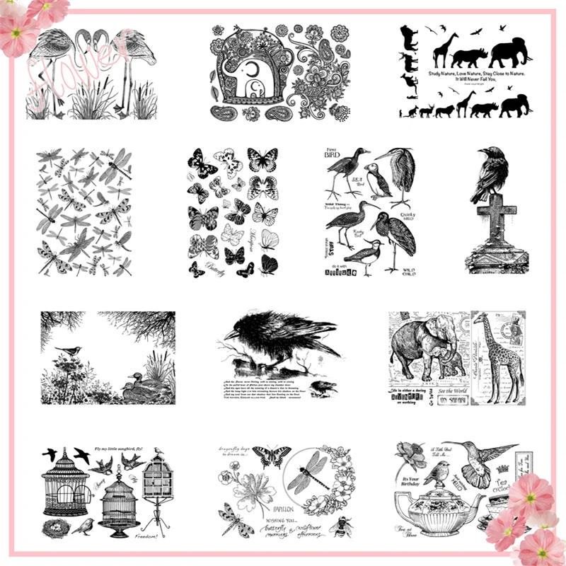 Новое поступление прозрачные штампы с животными 2021 скрапбукинг птицы Бабочка