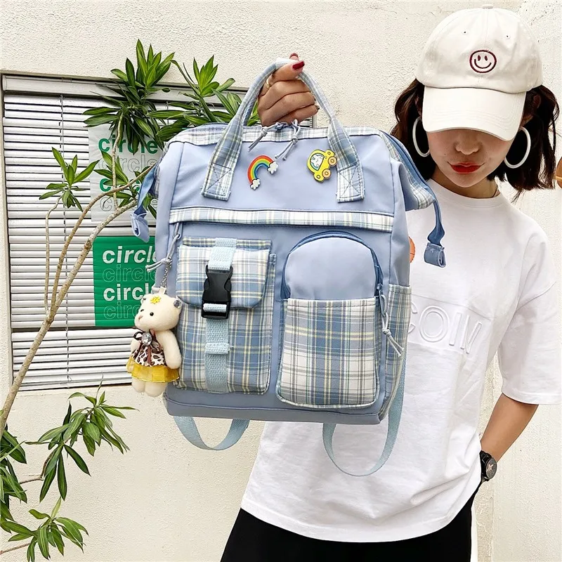 Модный женский рюкзак в Корейском стиле из ткани Оксфорд, водонепроницаемые сумки для книг для девочек-подростков, вместительные уличные д...