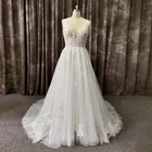 Новейший дизайн, кружевное свадебное платье с глубоким вырезом и открытой спиной