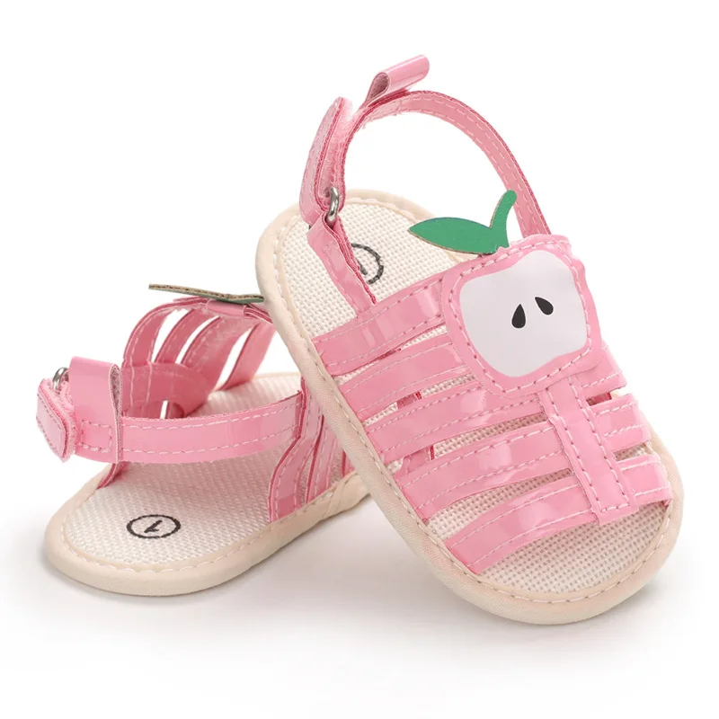 Newborn Girl Baby Sandals Summer PU Red Cute Fruits Hook &amp Loop Soft Anti-Slip Sole Toddler Crib Shoes Outdoors | Мать и ребенок