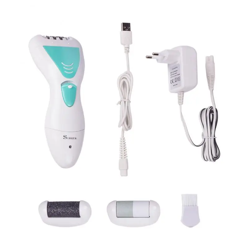 

SURKER 3 in1 Painless Electric Epilator Electric foot grinder Epilator Shaver Unisex Electronic Foot File Depilation Machine