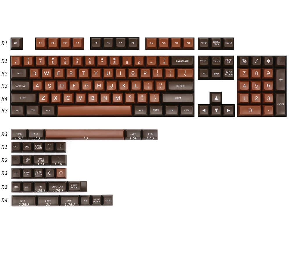 

MAXKEY SA keycaps chocolate doubleshot ABS Coffee Brown 134 keys for mechanical keyboard