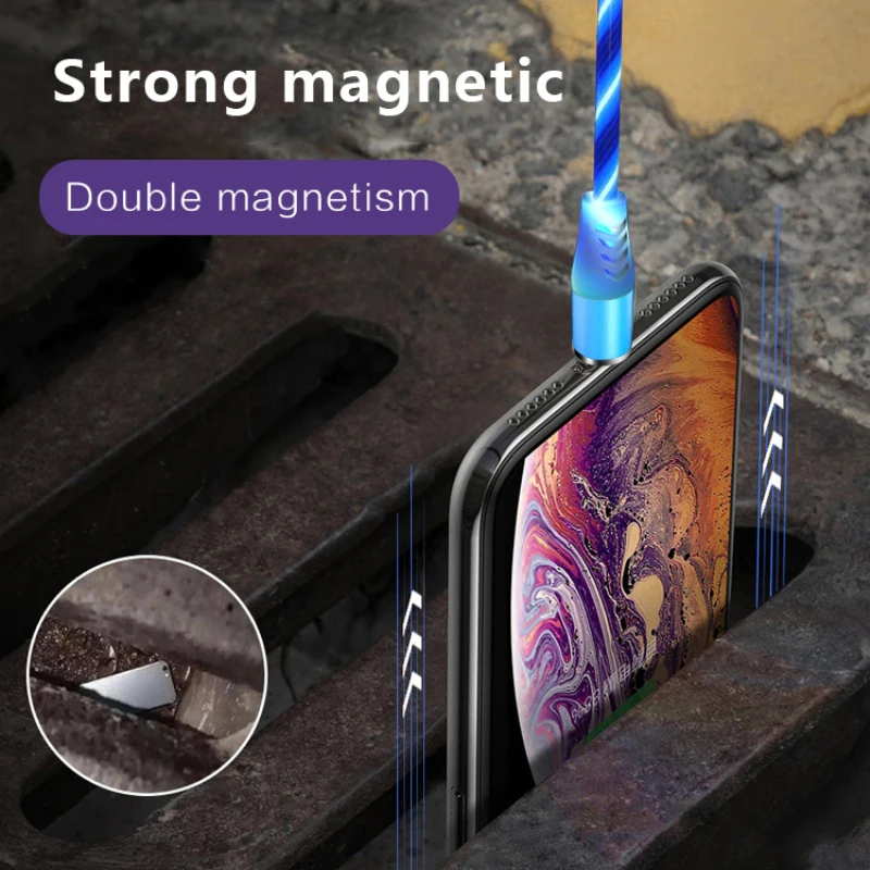 2.4A светодиодный легкий магнит type C Micro USB кабель для Xiaomi huawei Iphone Магнитный кабель для быстрой зарядки шнур для зарядного устройства USB C кабель для передачи данных
