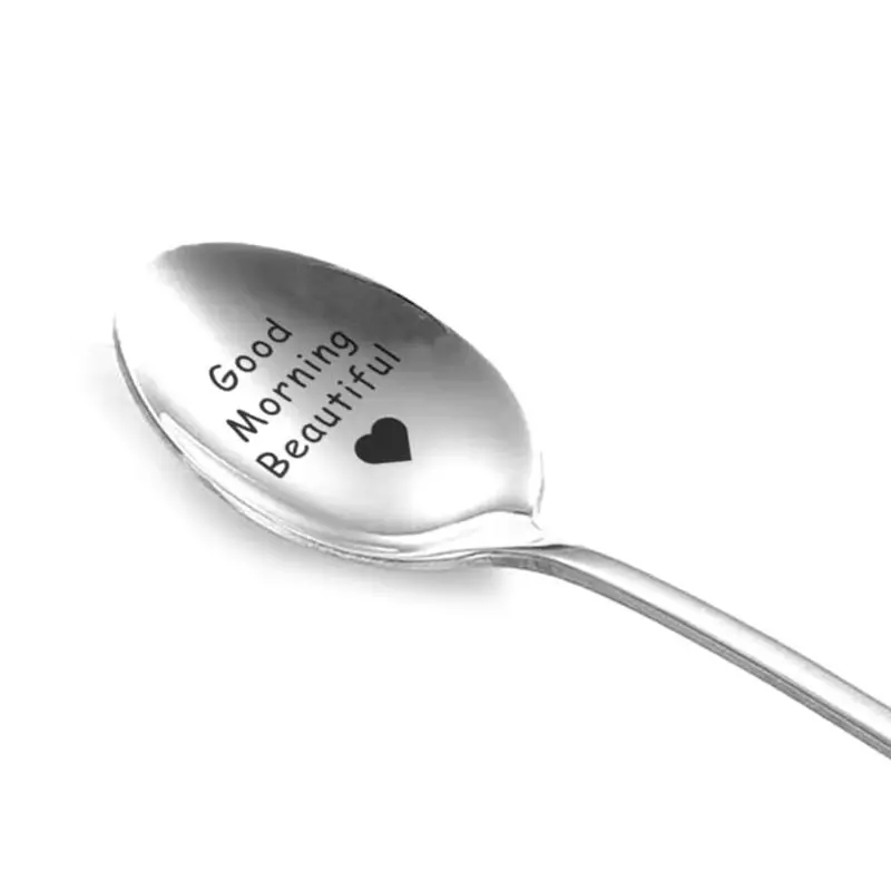 

Good Morning Beautiful/Handsome Couples Spoon Long Handle Coffee Tea Ice Cream Tableware Valentine New Year Gift Household Use