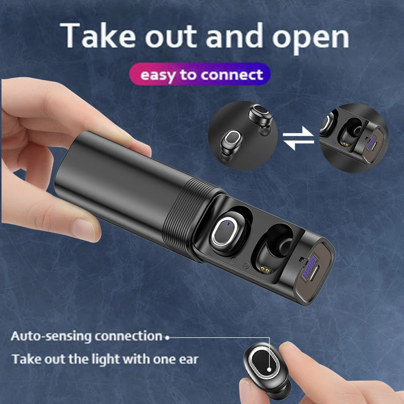 

TWS Wireless Earphone Bluetooth-compatible Headphones With Mic Earbuds Waterproof Noise Cancelling Headsets For Smart Phone