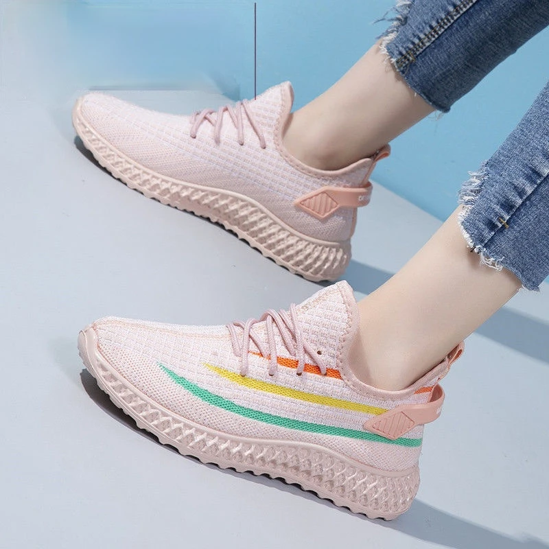 

Women Shoes Flats Lady Fashion Casual Breathable Sneakers Mesh Running Shoes Women Sport Flat Platform Plus Size