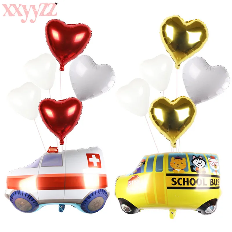 XXYYZZ6pcs мультфильм автомобиль Алюминиевая Фольга Воздушный шар пожарная машина