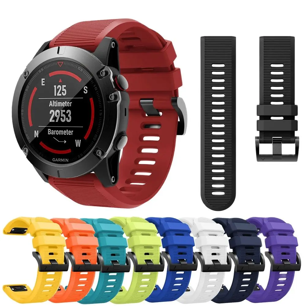 

Силиконовый смарт-ремешок для наручных часов для Garmin Fenix 5X 5X плюс 26 мм Quick Fit ремешок на запястье для наручных gps-часов Garmin Fenix 3 3HR браслет