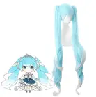Женский длинный волнистый Косплей-парик из аниме Vocaloid Snow 120 см с градиентными синими волосами и хвостиками