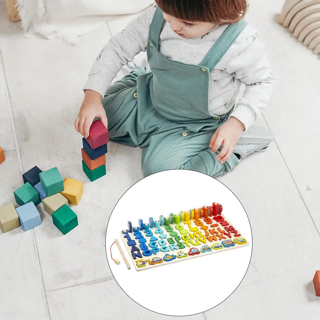 

Wooden Shape Colors Match Fishing Puzzle Intelligence Development for Gifts