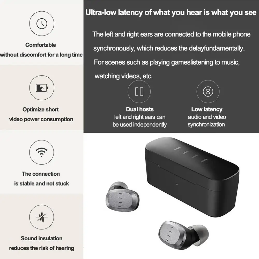 

2021 FIIL T1 Lite TWS Bluetooth 5.2 Earbuds True Wireless Earphones Long Battery Life ENC HiFi IPX7 Waterproof with Mic