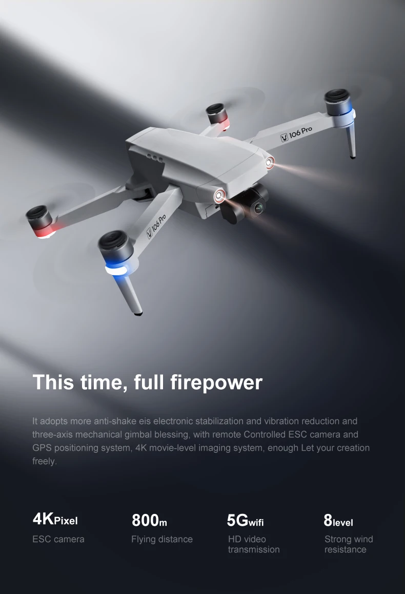 2021New L106 Pro RC drone 4K HD dual camera GPS WiFi FPV two axis PTZ  brushless motor professional aerial drone PK F11 drone|RC Helicopters| -  AliExpress