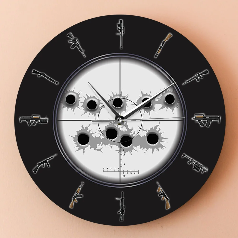 Современные настенные часы разные виды оружия мужская пещера армейский