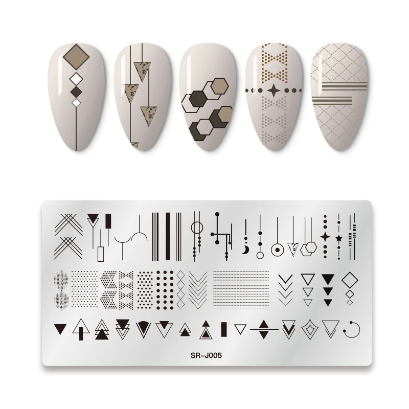 Пластины для штамповки ногтей геометрические узоры линии элементарный орнамент