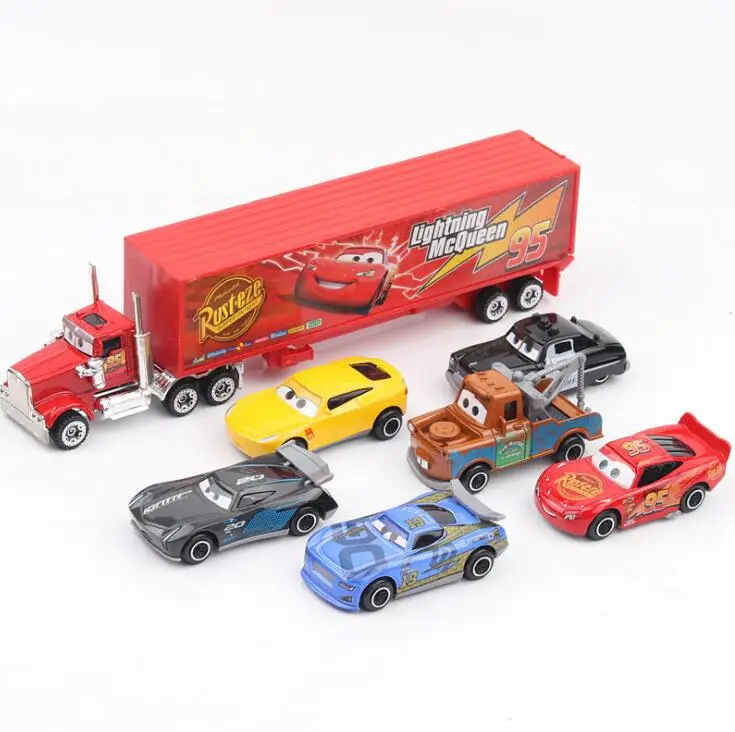 7 шт./компл. Disney Pixar Cars 3 Lightninge McQueen Jackson Storm Cruz Mater Mack Uncle Truck 1:55 литье под давлением
