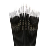 12pcs white hair artist paint brushes set round flat shape nylon hair black wooden handle for watercolor acrylic art supplies