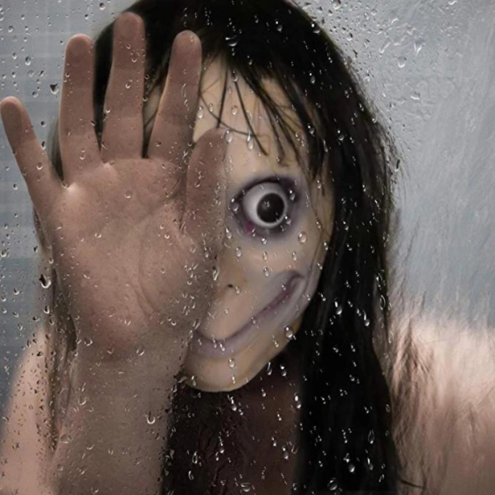 Новый Хэллоуин Момо жуткая Маска Из Латекса страшно с длинными волосами