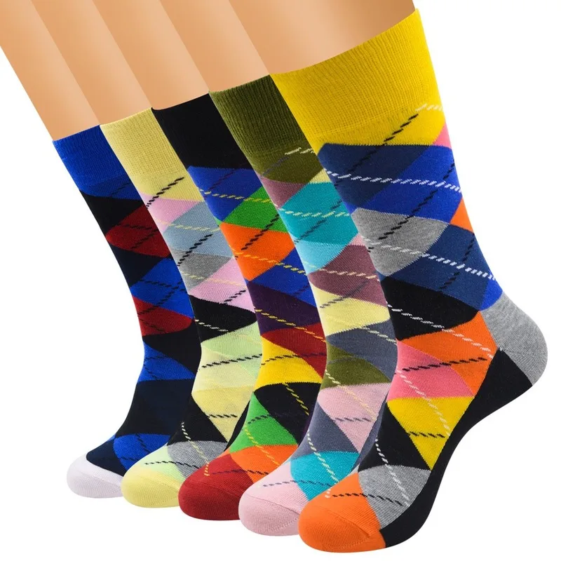 

Mens Socks Cotton Lattice Casual Crew Breathable and Sweat-absorbent Cool Socks Fashion Gifts for Men Wearable In All Seasons