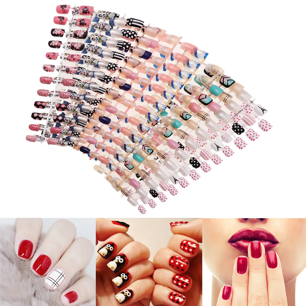 24 шт. 20 цветных накладных ногтей во французском стиле|Накладные ногти| |