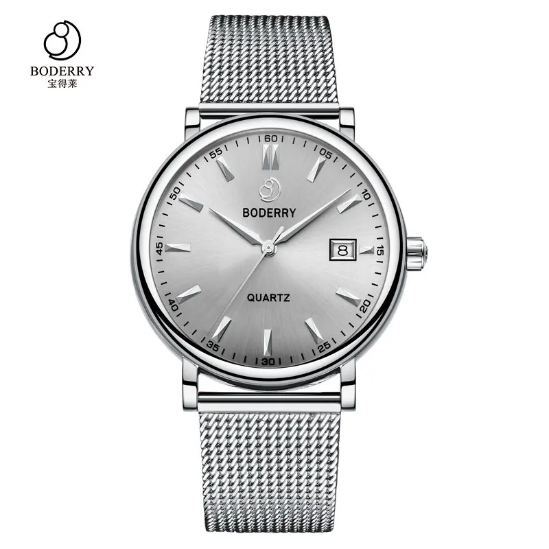 Stainless Steel Gray Роскошные Брендовые Часы для мужчин, швейцарские кварцевые мужские часы, модные деловые часы из нержавеющей стали, золотые мужские часы, мужские часы - Цвет: Stainless Steel Gray
