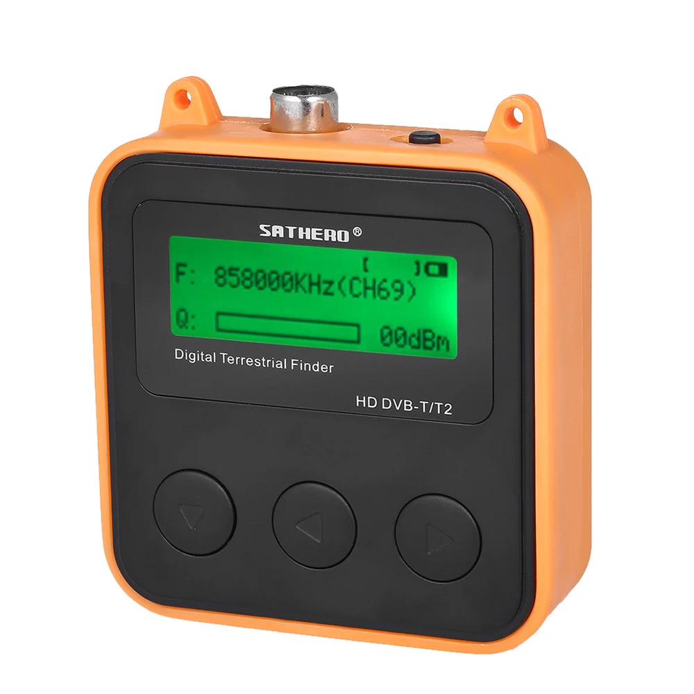 

SATHERO SH-110HD устройство поиска сигналов наземных станций метр ТВ приемник DVB-T DVB-T2 HD цифровой телевизионный сигнал Finder приемник ЖК-дисплей