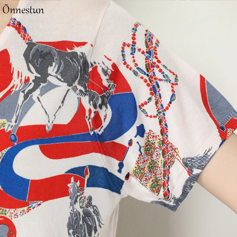 

Pint Women Sweater Summer Short Sleeve Pullovers 2021 New Jumper Tops Casual O-Neck Knitted Women's T-shirts