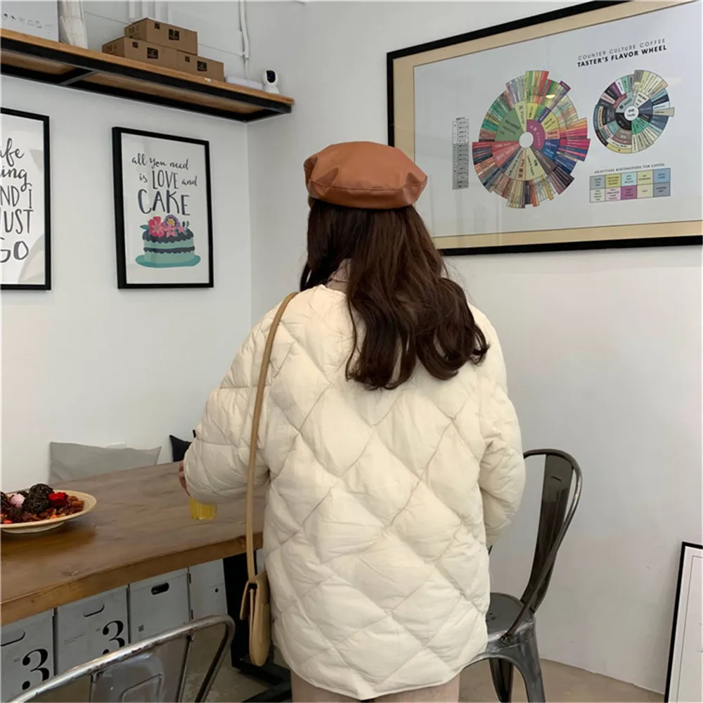 

Korean Loose Simple Cotton Coat Women Student Autumn and Winter Padded Jacket Parkas Warm Outdoor Coats NS2445
