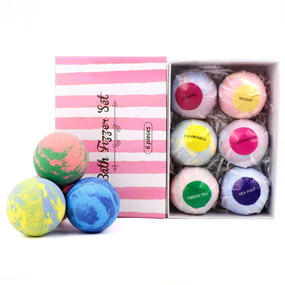 

6pcs Shower Bombs Ball Body Spa Cleaner Bath Salt Body Cleaner Skin Shiny Whitening/Exfoliating Bath Bombs Ball Kit