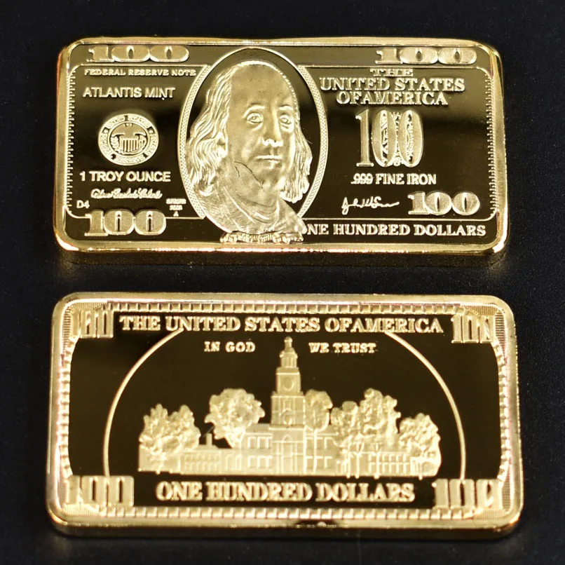 24K позолоченные памятная монета USD 100 доллар слиток Американский Металлические