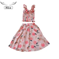 kid baby girl dot clothes sleeveless crop vest top lace ruffle skirt 2pcs summer sweet princess cotton outfit set2 6y children