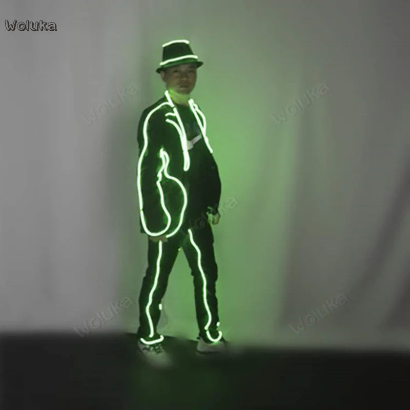 Флуоресцентный костюм со светодиодной подсветкой для танцев ночных клубов баров